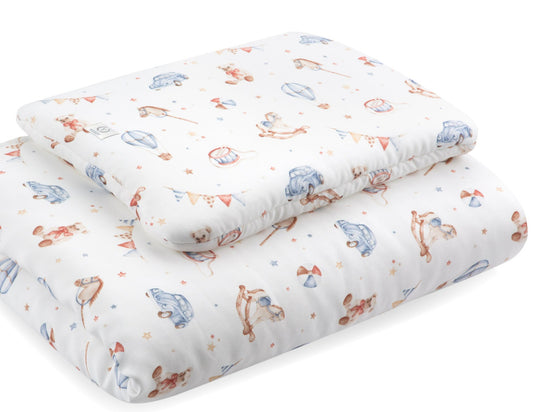 Set lettino Trapunta 135 x 100 cm e cuscino abbinato 2/6 anni Retro Giocattoli