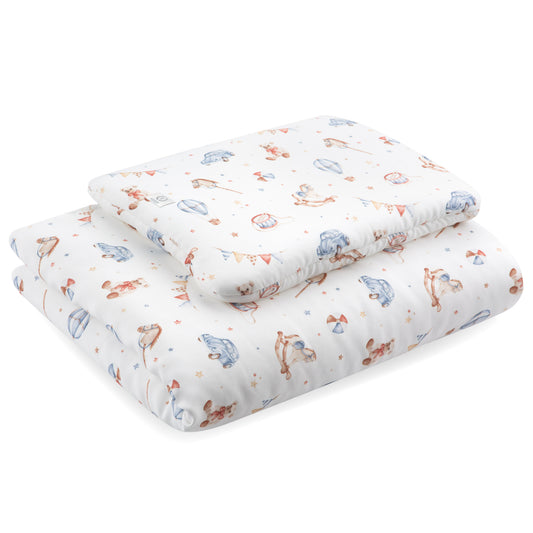 Set lettino Trapunta 100 x 75 cm con il cuscino 40x 30 cm Retro Giocattoli