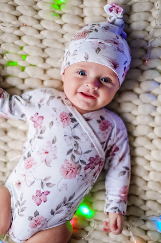 Body cotone organico manica corta 56cm BOHO FLOWERS PINK