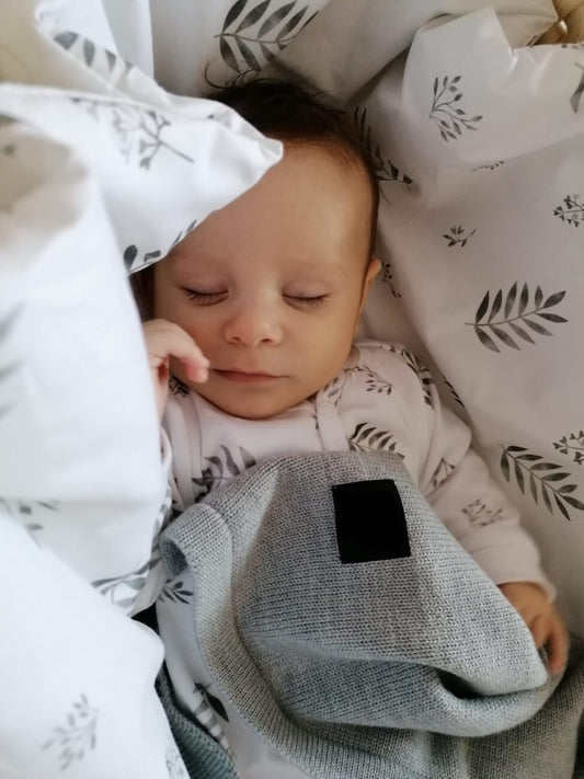 Body cotone organico manica corta 62cm GREY LEAVES