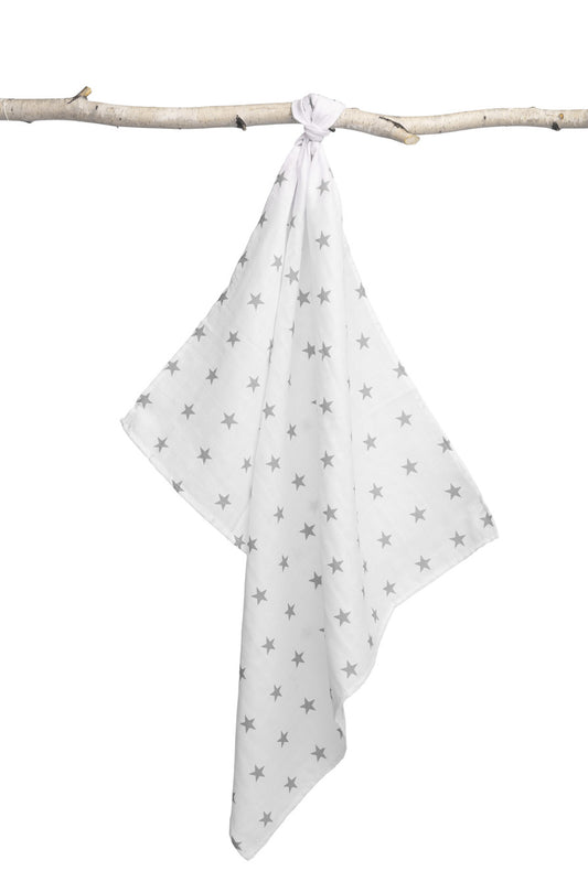 Panno in mussola neonato 70x 80 cm STELLINE GRIGIE