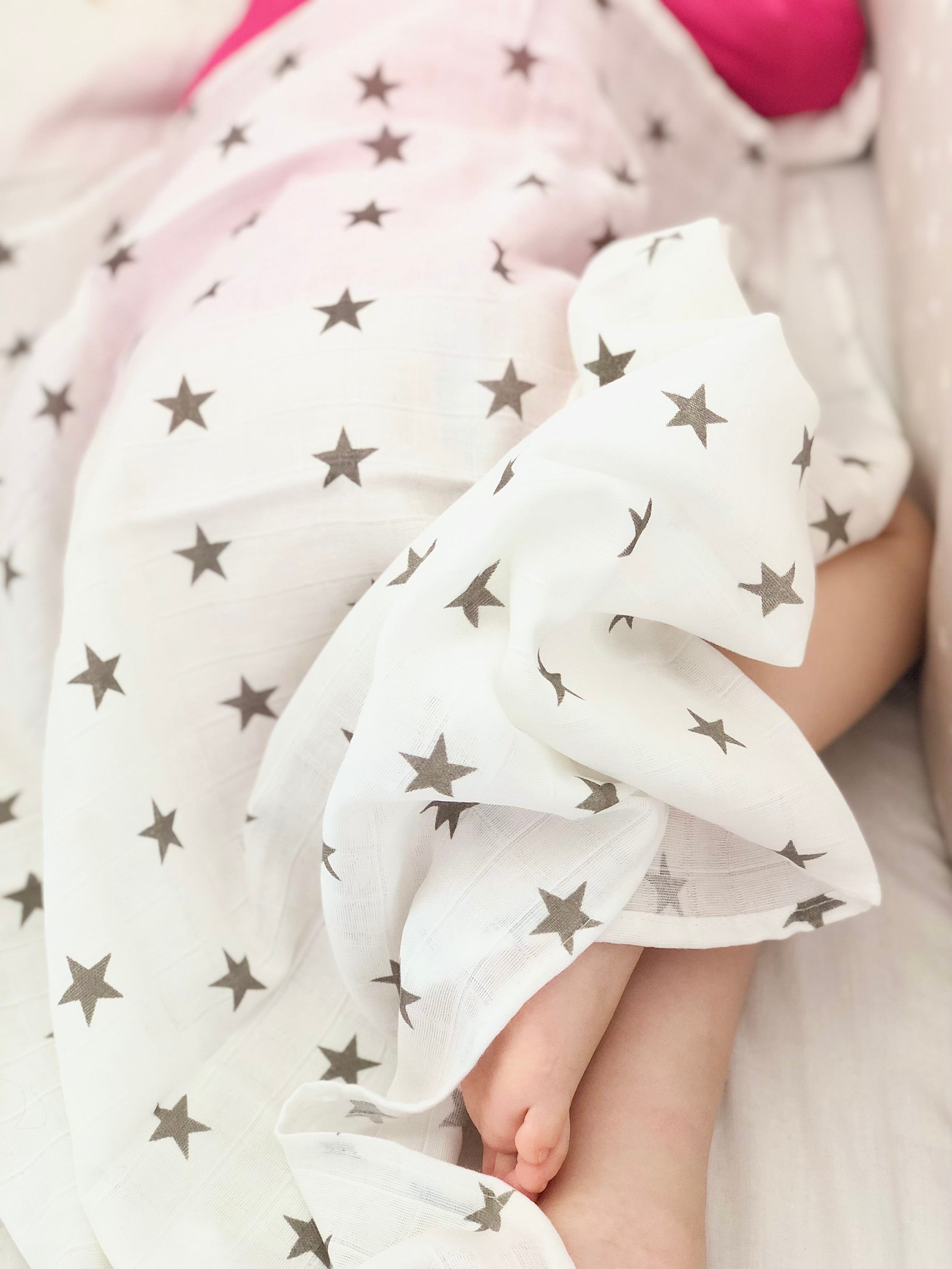 Panno in mussola neonato 70x 80 cm STELLINE GRIGIE