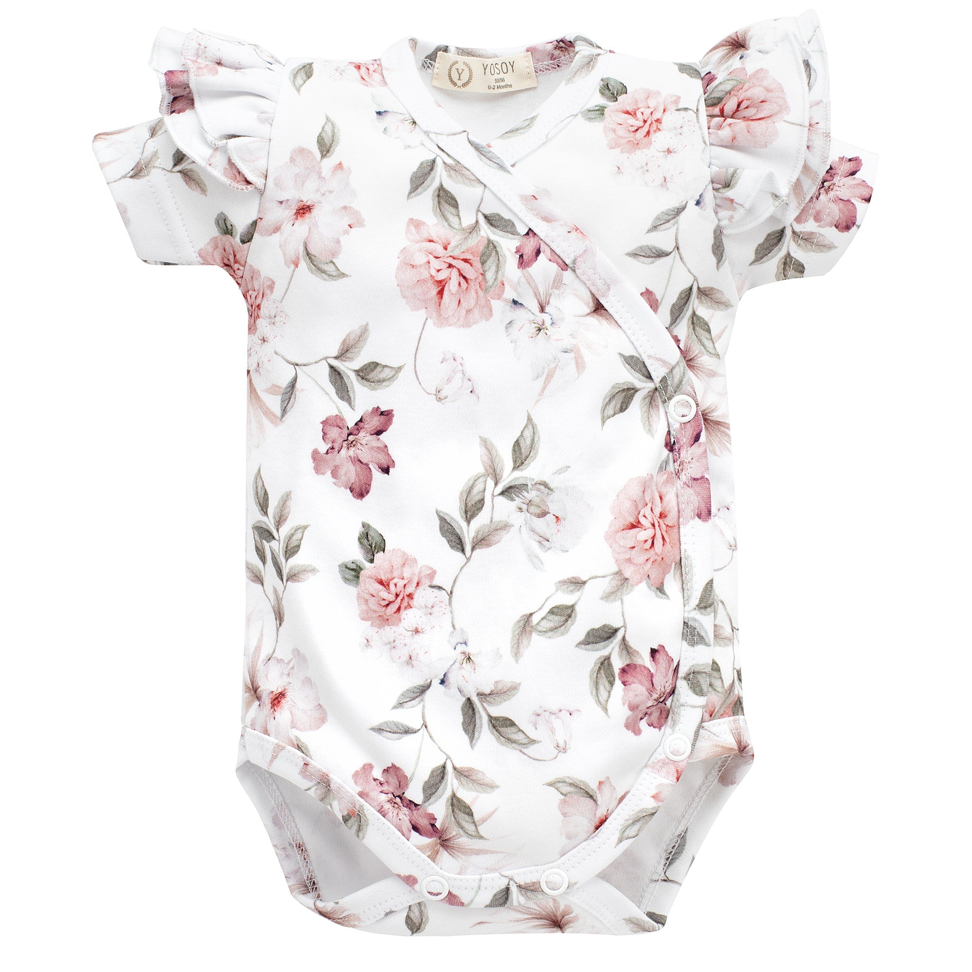 Body cotone organico manica corta 56cm BOHO FLOWERS PINK