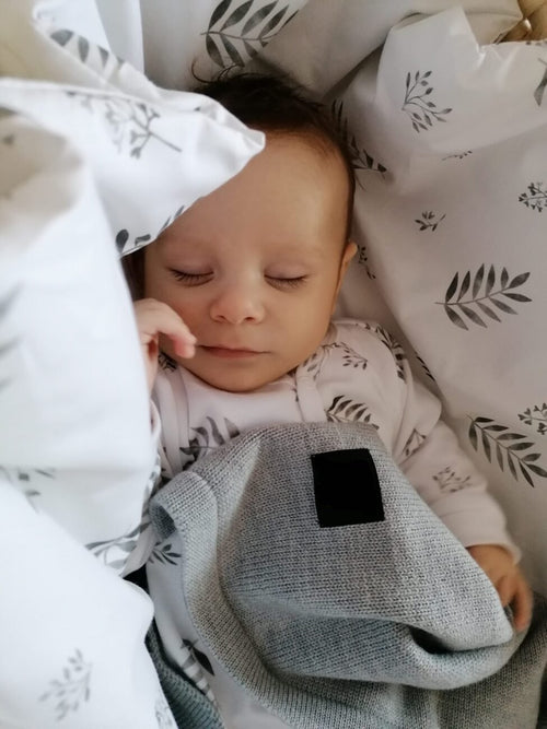 Body cotone organico manica corta 56cm GREY LEAVES