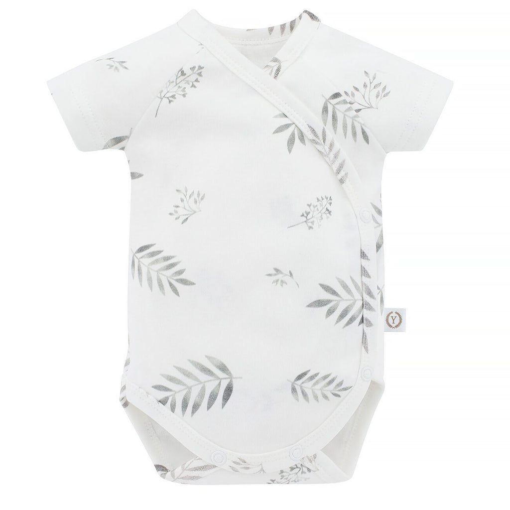 Body cotone organico manica corta 56cm GREY LEAVES