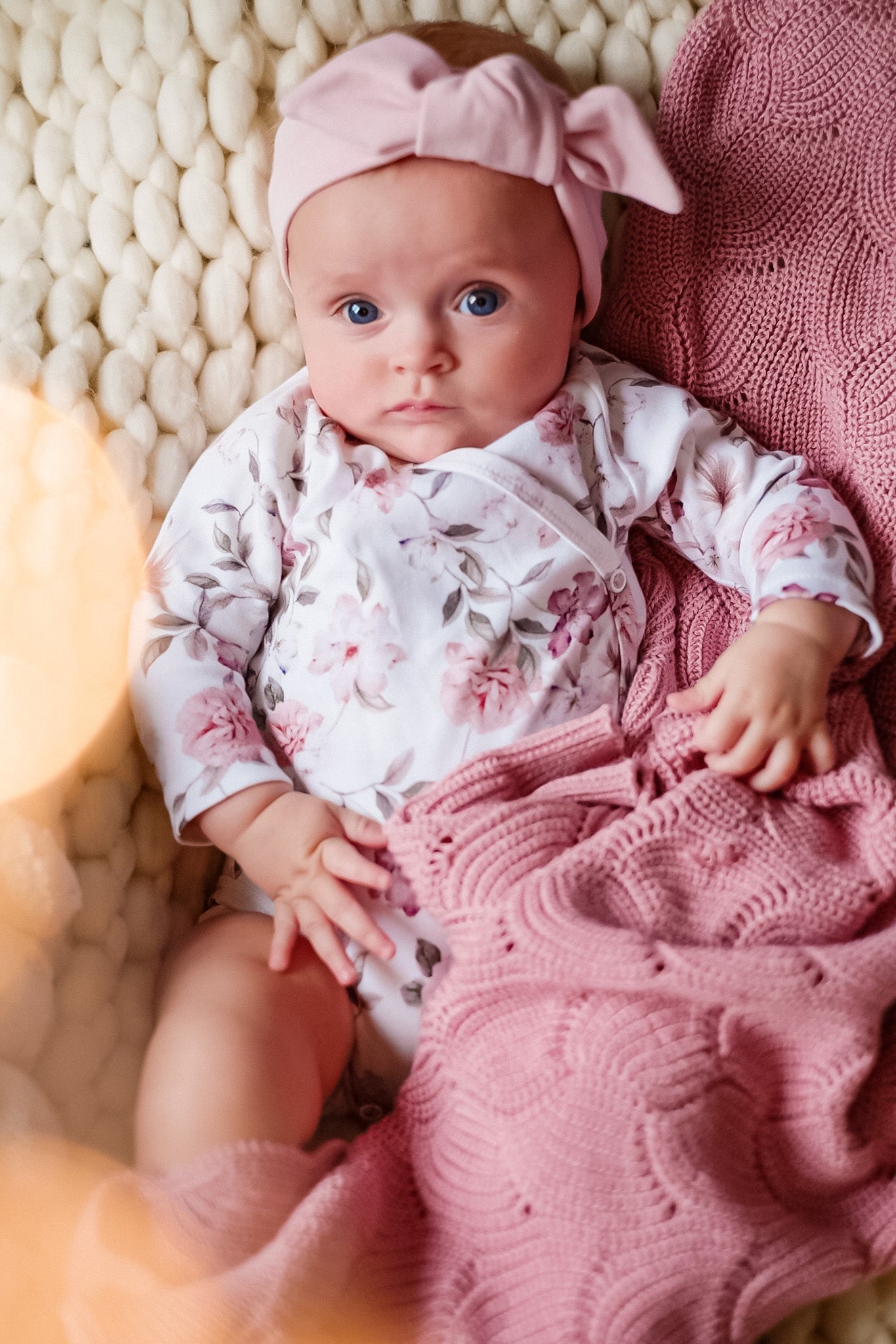 Body cotone organico manica corta 62cm BOHO FLOWERS PINK