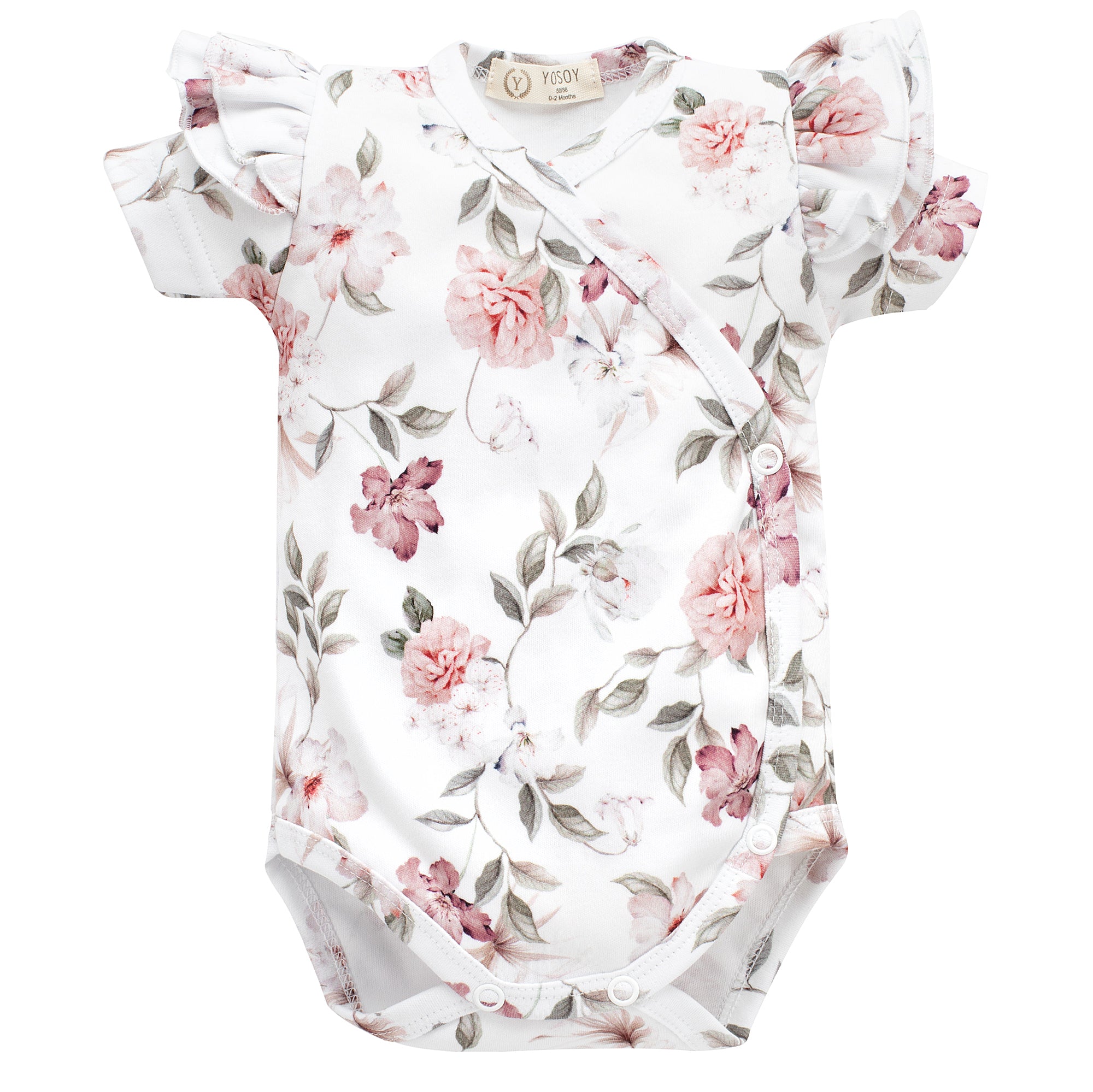 Body cotone organico manica corta 62cm BOHO FLOWERS PINK