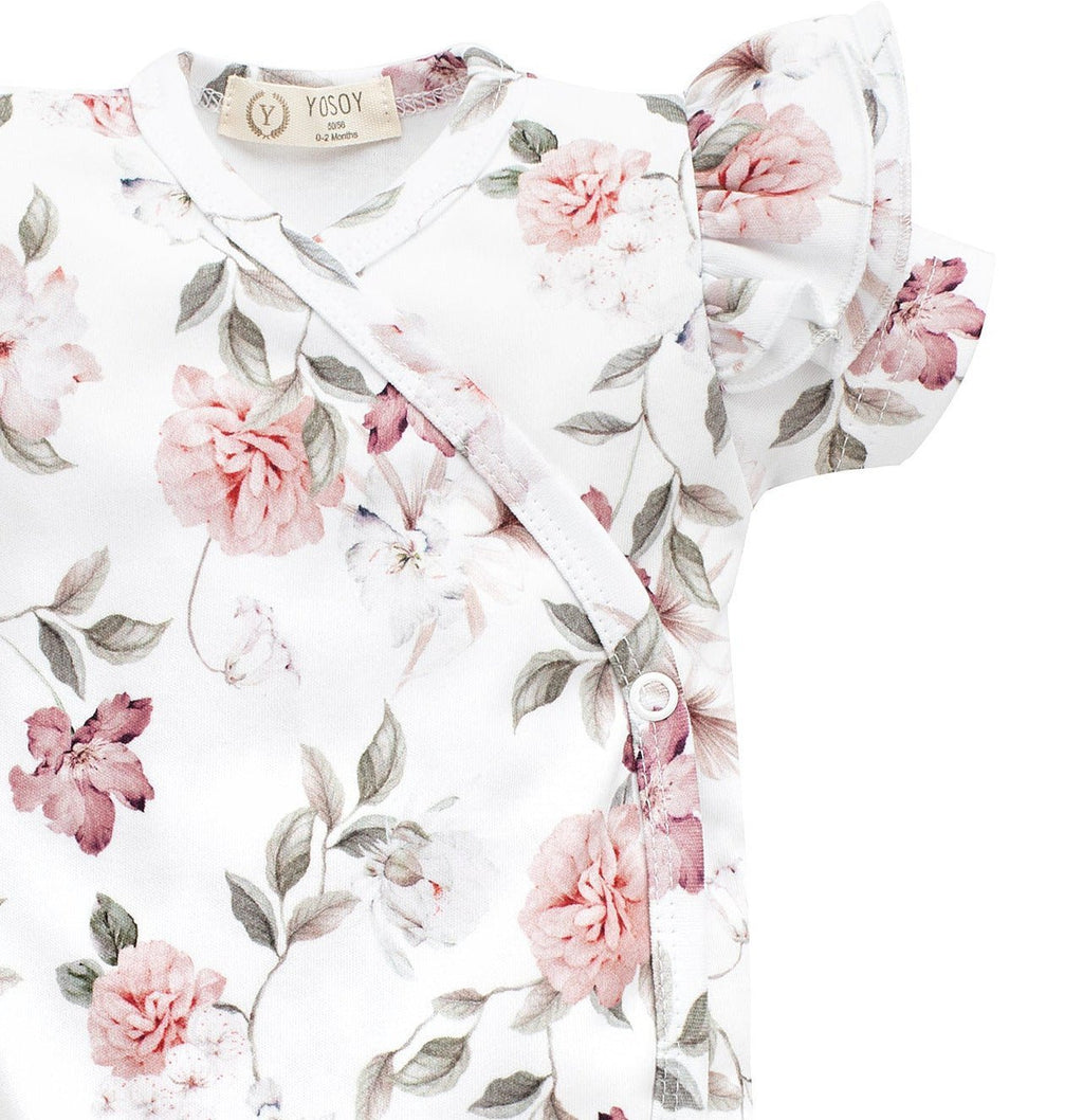 Body cotone organico manica corta 68cm BOHO FLOWERS PINK