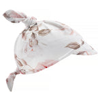 Cuffietta neonato con visiera in viscosa di bambù – Boho Flowers Pink