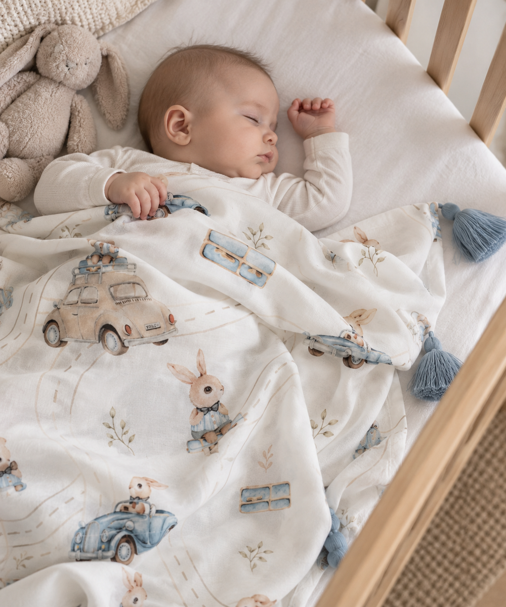 Bambino coperto con lo swaddle Cars 120 × 120 cm in viscosa di bambù
