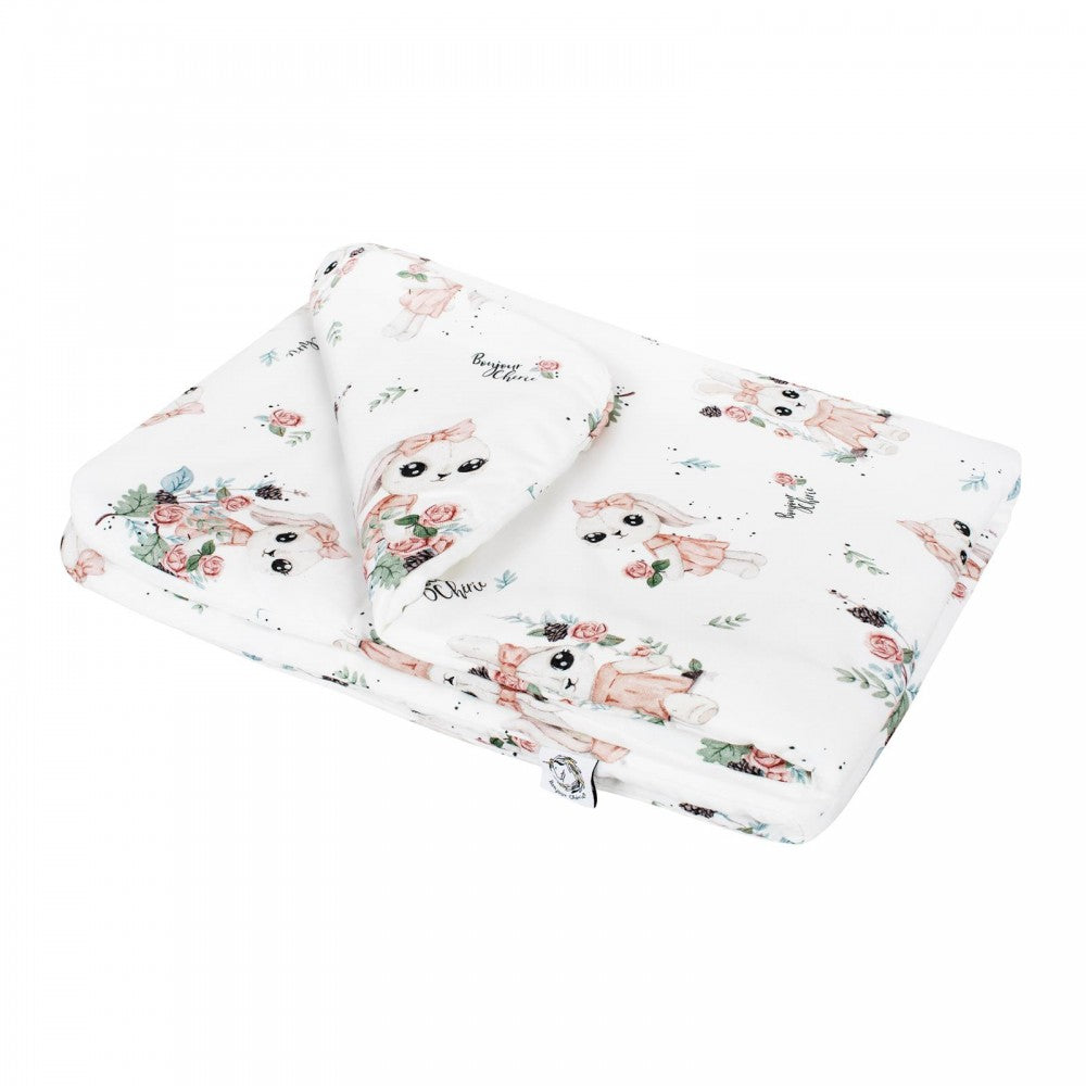 Set lettino Trapunta 135 x 100 cm con il cuscino 60 x 40 cm Coniglietto Romantico