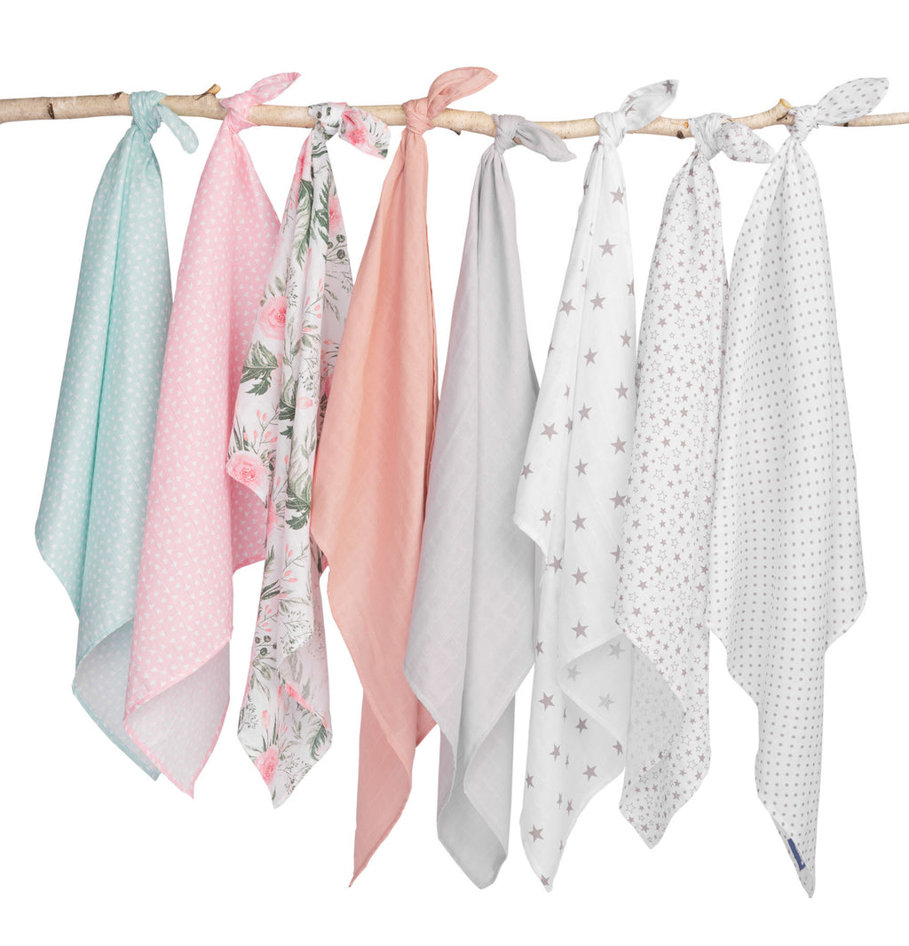 Panno in mussola neonato 70x 80 cm ROSE