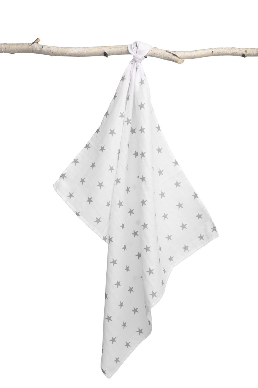 Panno in mussola neonato 70x 80 cm STELLINE GRIGIE