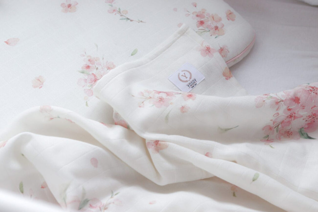 Panno mussola neonato 80cm x 80cm JAPANESE FLOWERS