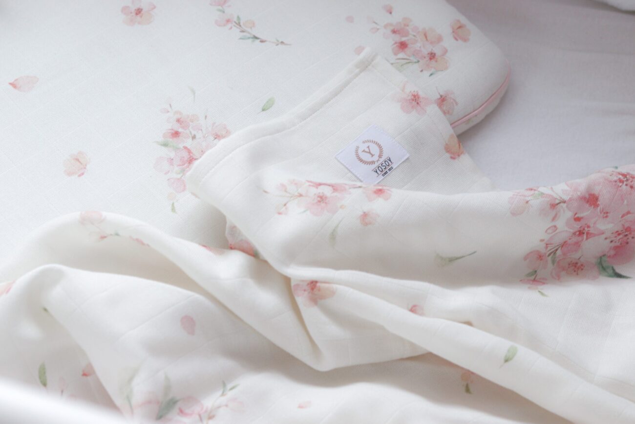 Panno mussola neonato 80cm x 80cm JAPANESE FLOWERS