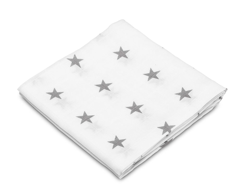 Panno in mussola neonato 70x 80 cm STELLINE GRIGIE